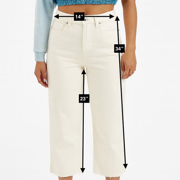 NWT Outland Denim Sienna White Jeans Cropped Wide Leg Size 25 - Picture 2 of 12